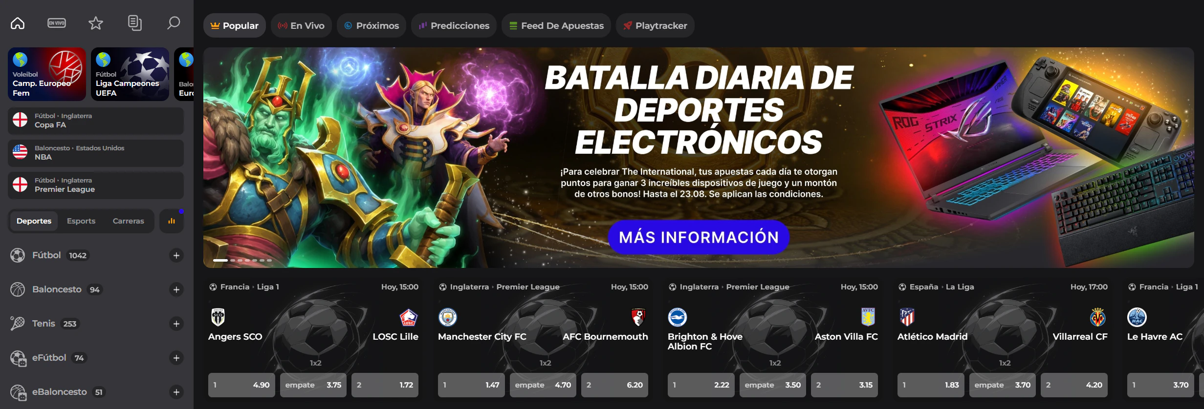 Winaura Casino apuestas deportivas y eSports disponibles