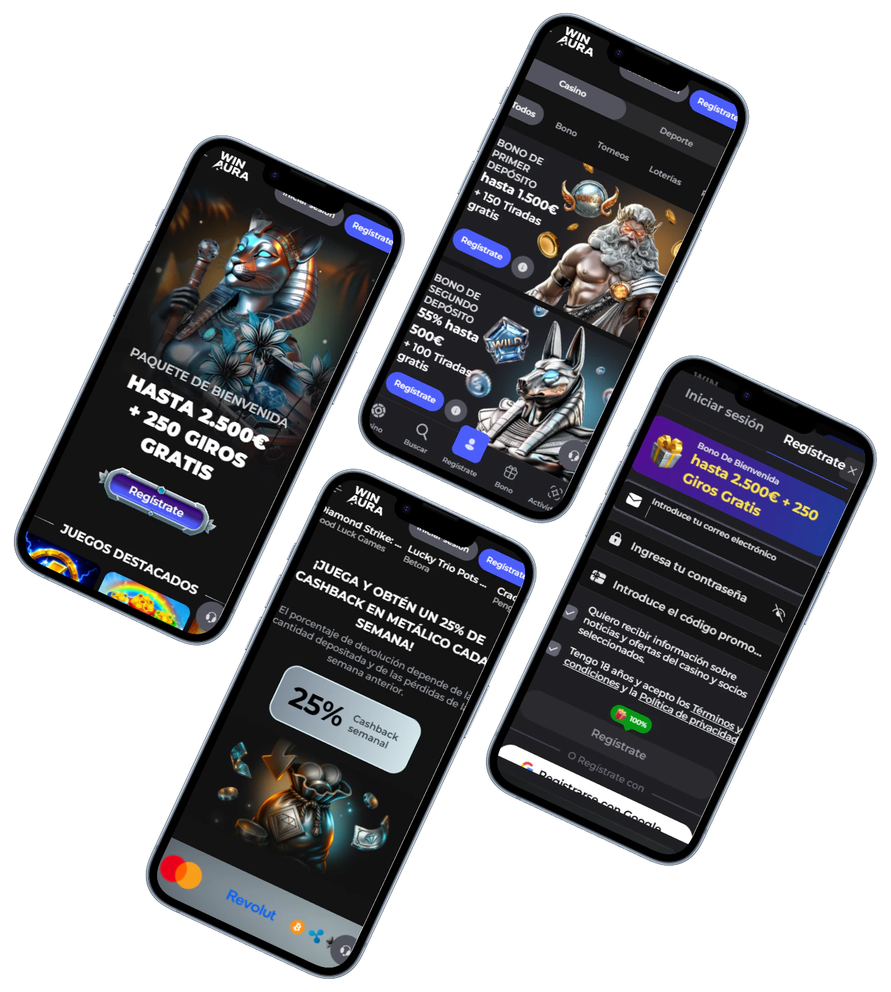Winaura Casino versión móvil con bonos, registro y cashback